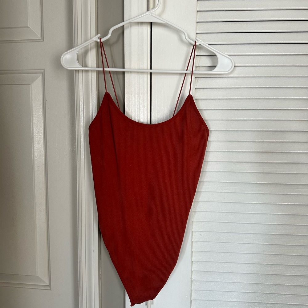 Zara Burnt Orange Spaghetti Strap Bodysuit